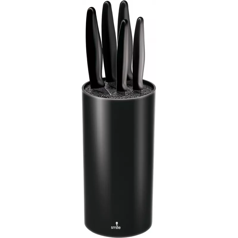 Set de 5 cuchillos de cocina Smile Sns-3 Tacoma, acero inoxidable, recubrimiento antiadherente, redondos, negro