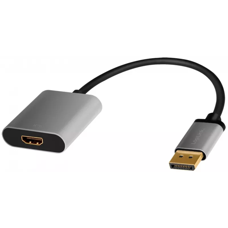 LogiLink CDA0108 Adaptador de cable de vídeo 0,15 m DisplayPort HDMI Negro Gris