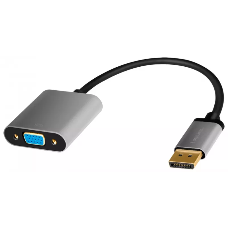 LogiLink CDA0109 Adaptador de cable DisplayPort a VGA 0,15 m Negro Gris