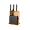 Fiskars Functional Form 1057552 juego de cuchillos con bloque de bambú, 5 cuchillos, acero inoxidable, negro/naranja