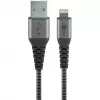 Goobay 49268 cable textil de Lightning a USB-A con conectores metálicos, MFi, 1 m, gris espacial/plata