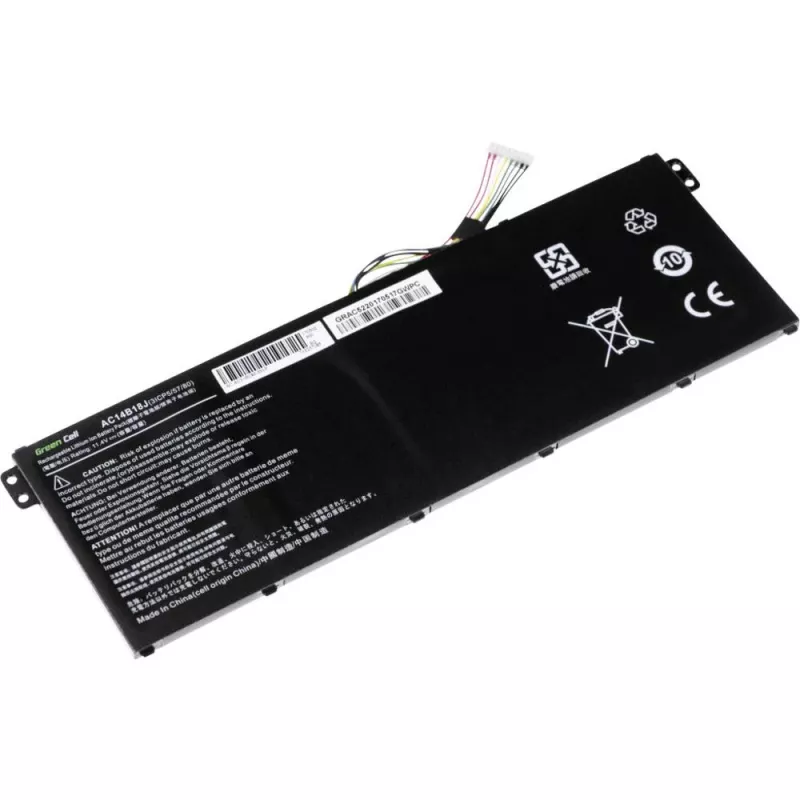 Batería Green Cell AC52 para Acer Aspire E11 ES1-111M ES1-131 E15 ES1-512 Chromebook CB3-111 CB5-311, 11,4V 2200mAh Li-Ion, 3 celdas, negra