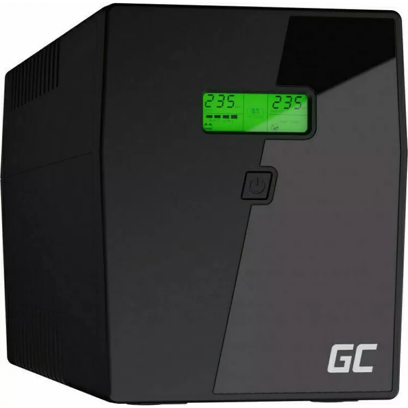 Sistema de alimentación ininterrumpida Green Cell UPS09 — Line-Interactive 3 kVA / 1400 W, 230 V, LCD, torre, 5 tomas Type-F