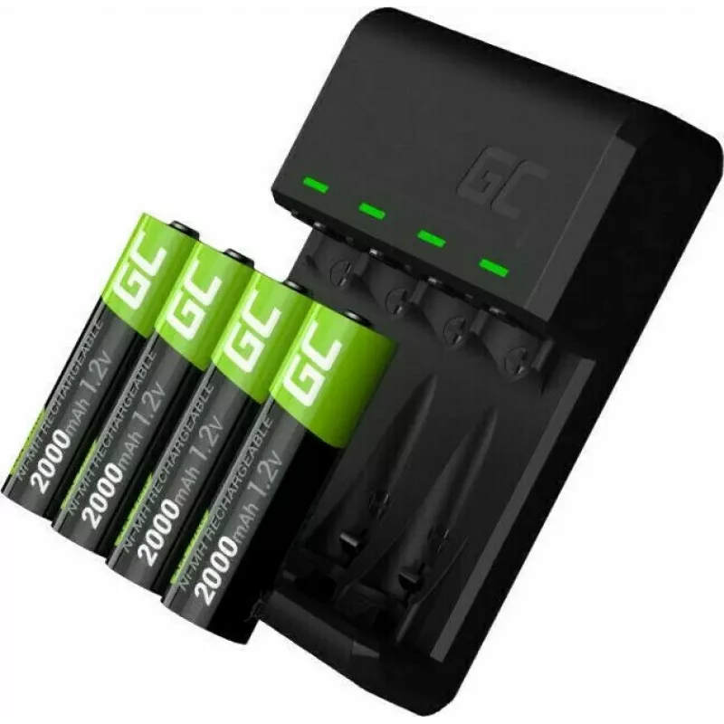 Cargador Green Cell GC VitalCharger con 4 pilas AA 2000mAh NiMH
