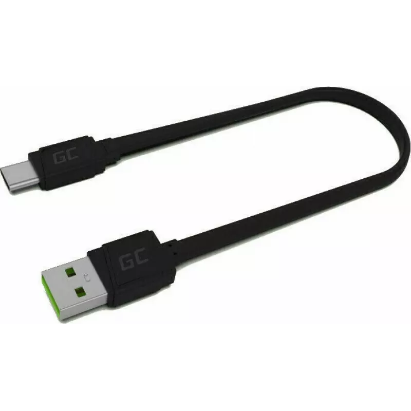 Cable USB-A a USB-C Green Cell KABGC03 — 0,25 m, negro, 480 Mbit/s