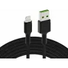 Cable Lightning a USB-A Green Cell KABGC12, 2 m, Lightning – USB A, negro