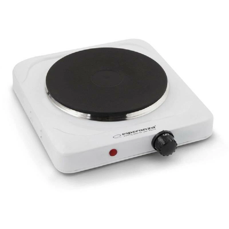 Esperanza EKH002W Pinatubo placa de cocina eléctrica de una zona con plato sellado, 1500 W, Ø18,5 cm, blanca