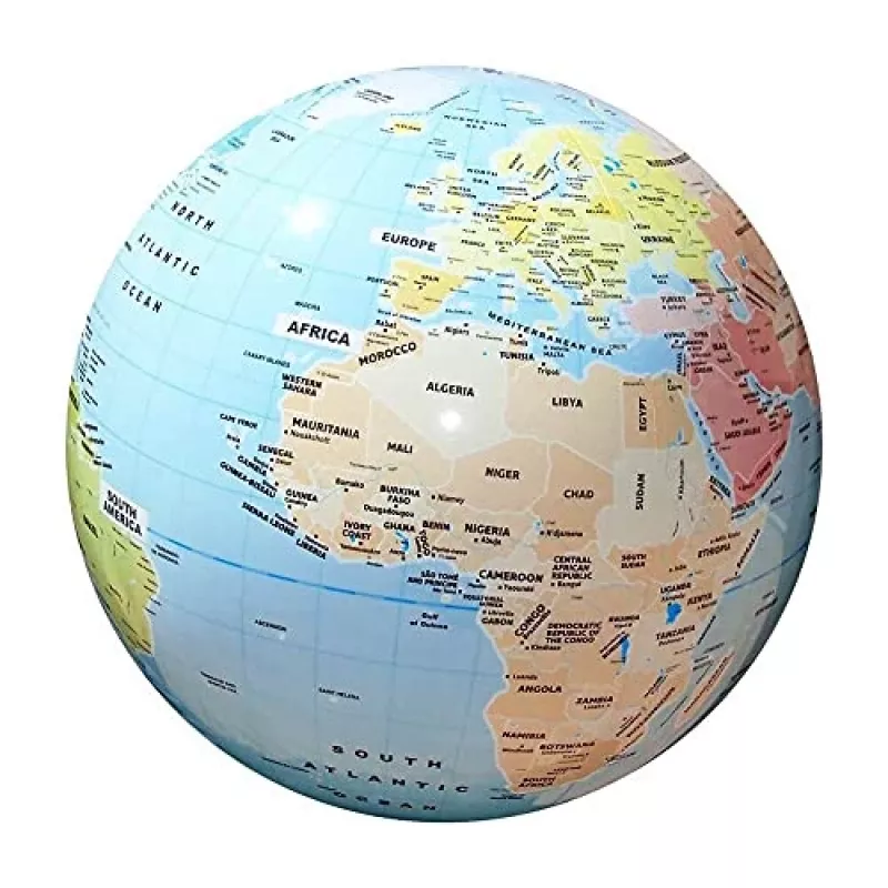 Globo terráqueo hinchable MG DYSTRYBUCJA modelo C009 — mapa político del mundo, 42 cm de diámetro