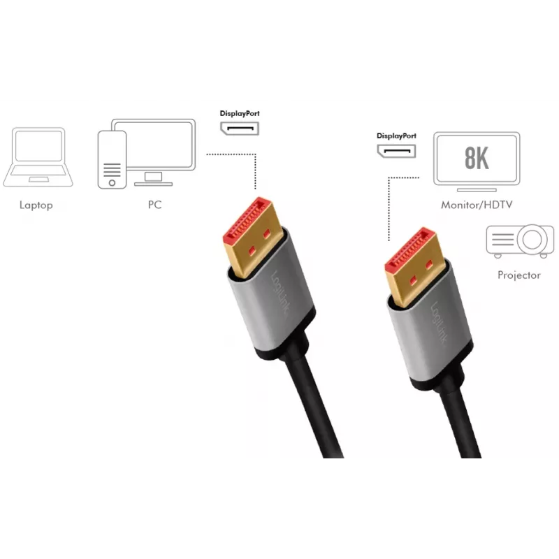 LogiLink CDA0106 Cable DisplayPort Negro Gris 3 M