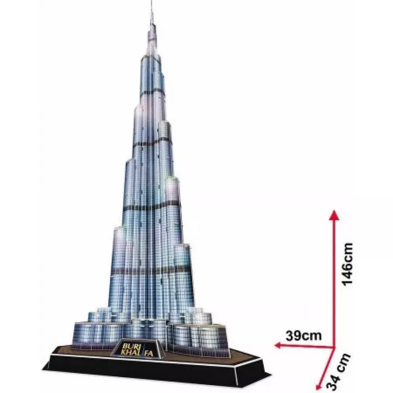 CubicFun L133H puzle 3D Burj Khalifa (Light), 136 piezas, iluminado con LED