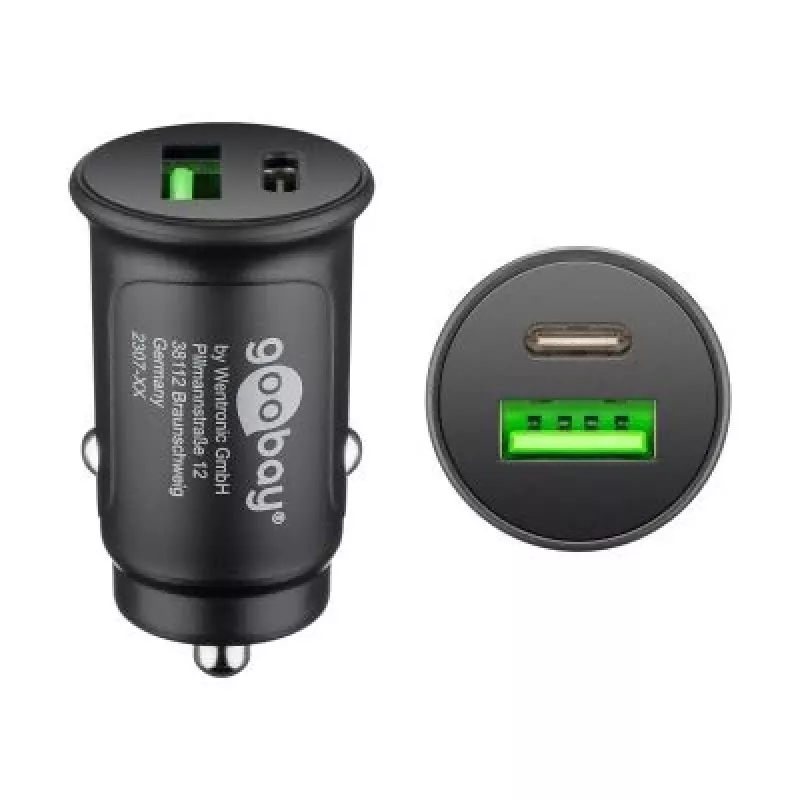 Goobay 59521 Cargador móvil universal Negro Mechero de coche Carga rápida Coche