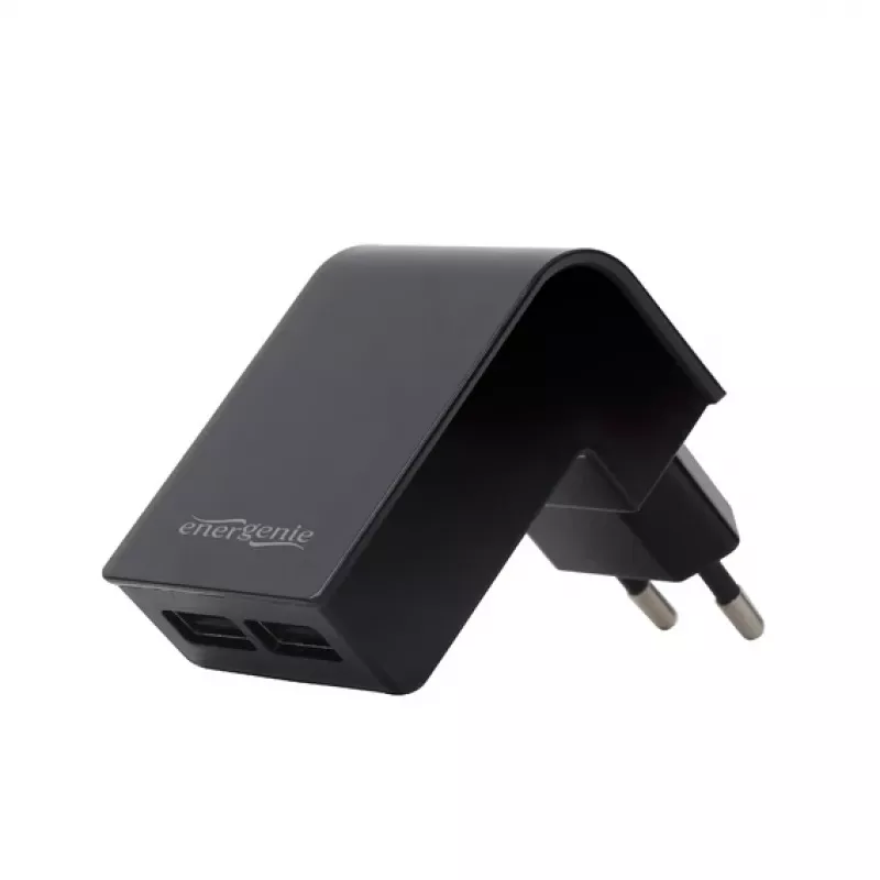 Cargador de coche Gembird EG-U2C2A-CAR-02, entrada 12–24V, salida 5V/2,1A, 2× USB 2.0, negro