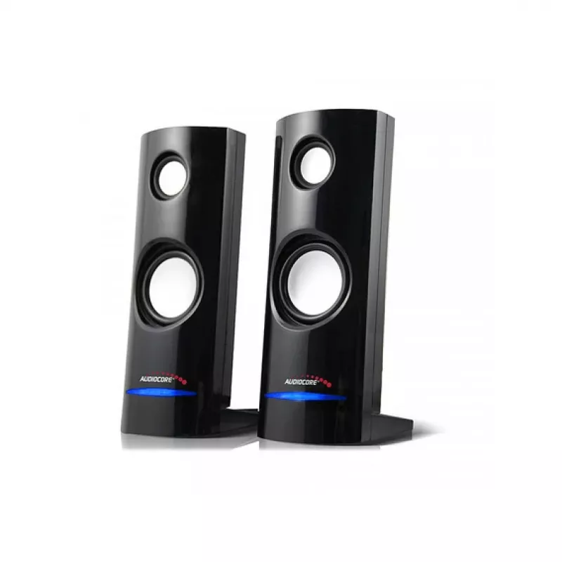 Altavoz de PC con cable de 2 vías Audiocore AC860, 2.0 canales, 4 W RMS, alimentación por USB, entrada de 3,5 mm, negro