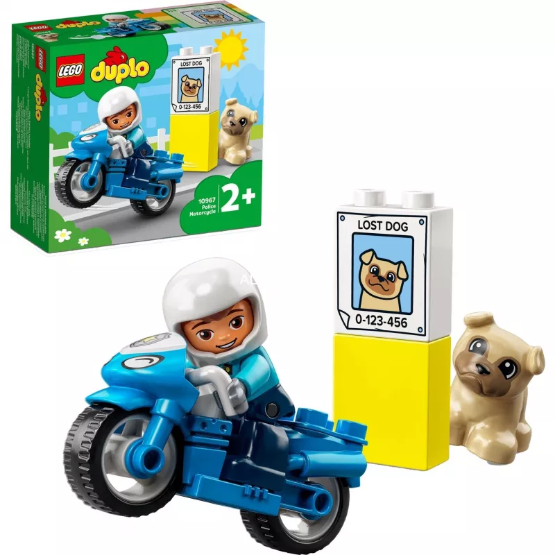 Set de moto de juguete LEGO Duplo Policía 10967 con ruedas móviles y figura de policía