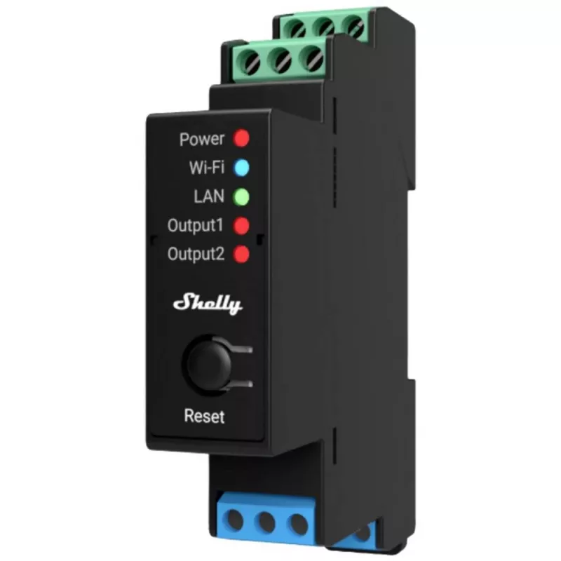 Pro 2PM, 25A, Wi-Fi, LAN y Bluetooth relé inteligente de 2 canales con medición de energía, domótica