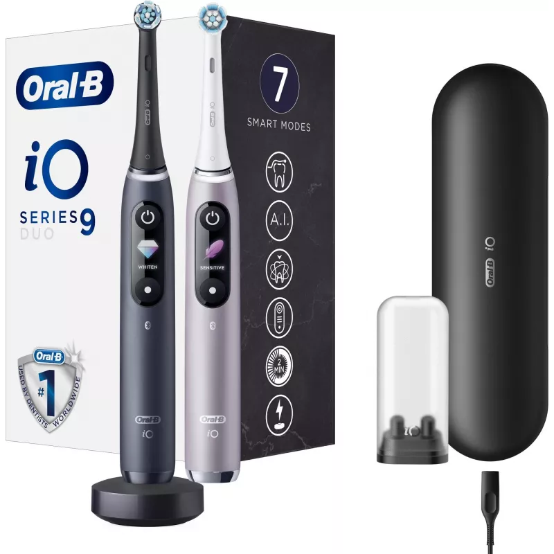 Cepillo de dientes Oral-B iO Series 9 Duo 2 uds. negro ónix/cuarzo rosa