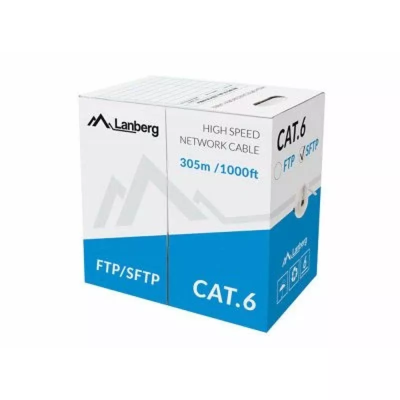 Cable de red LANBERG Cat6 SFTP LCS6-11CU-0305-S, 305 m, 23 AWG, gris, funda PVC