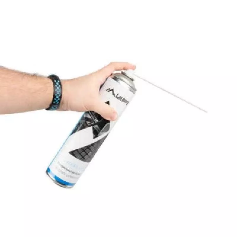 Spray de aire comprimido LANBERG CG-600FL-001 — 600 ml, para limpieza de PC, Negro/Azul/Blanco