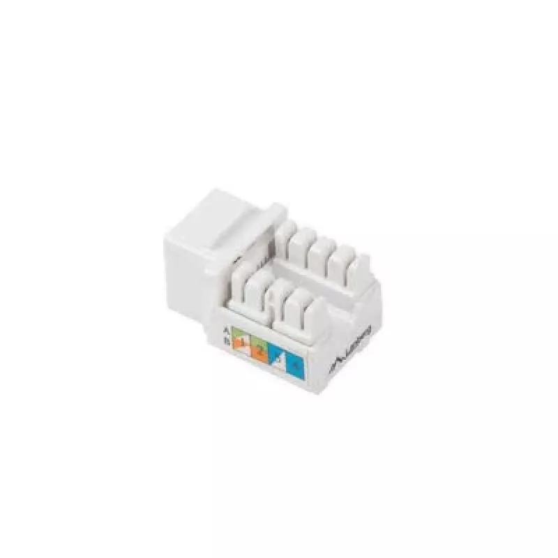 Módulo Keystone LANBERG KSU6-1090, Cat6 U/UTP plano, conector macho RJ-45 a conector hembra LSA, AWG 22/26, 14.5×16.1 mm, blanco