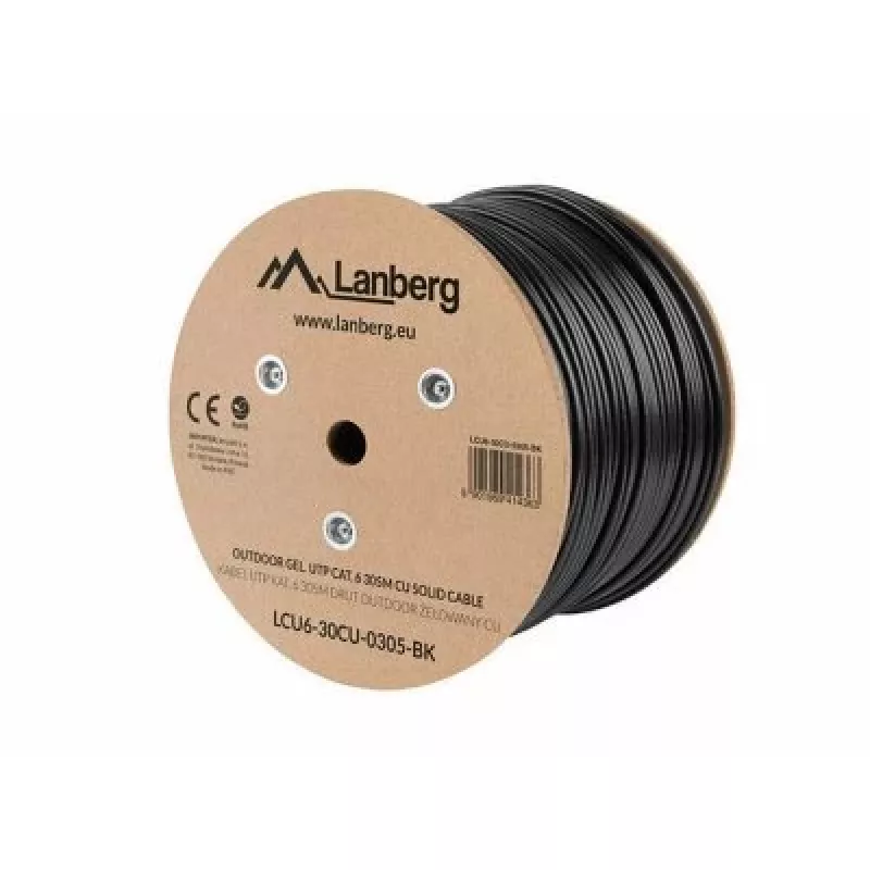 Cable de red Lanberg LCU6-30CU-0305-BK negro 305 m Cat.6 U/UTP (UTP) exterior