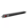 Unidad de distribución de corriente LANBERG PDU-10I-0200-IEC-BK — 10 salidas C13, cable de 2 m, 10 A, 2500 W, negro