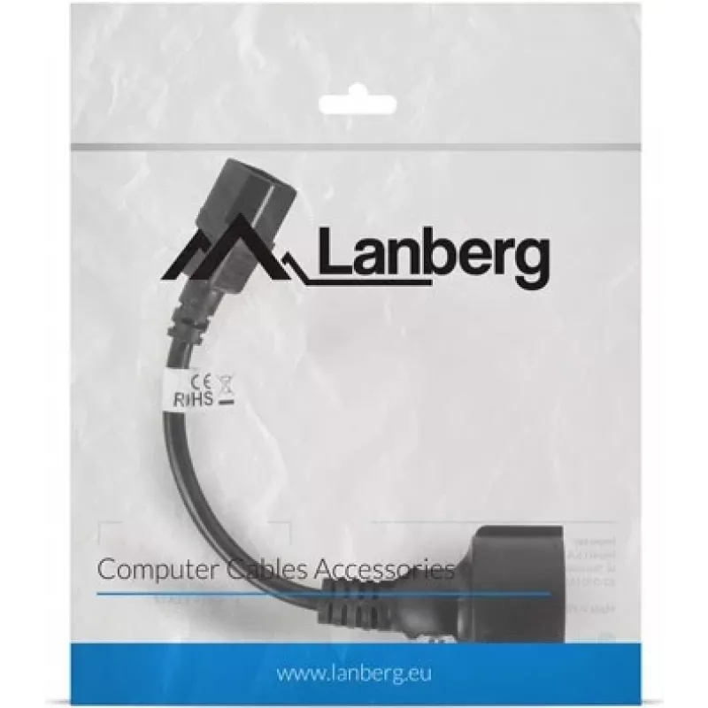 Cable de alimentación Lanberg CA-C14E-10CC-0018-BK negro 0,18 m conector C14 (CA-C14E-10CC-0018-BK)