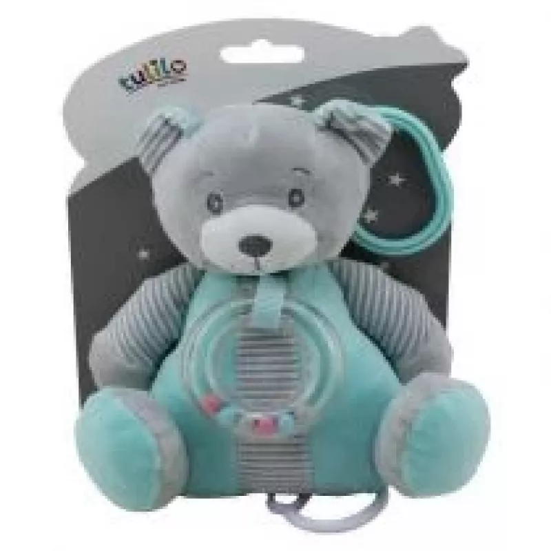 Caja de música TULILO Verde menta Osito de peluche 18 cm — juguete musical mecánico, 18 cm de altura