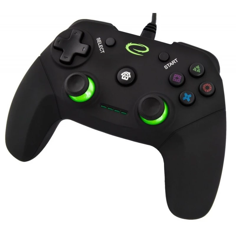 Esperanza EGG110K Vanquisher mando USB con cable para PC/PS3, con vibración, 12 botones, 2 sticks analógicos, negro/verde