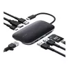 AUKEY CB-C71 hub USB-C 8 en 1, 3x USB-A 3.0, HDMI 4K@30Hz, Gigabit RJ45, SD/microSD, USB-C PD 100 W, cable de 0,15 m, aluminio, negro