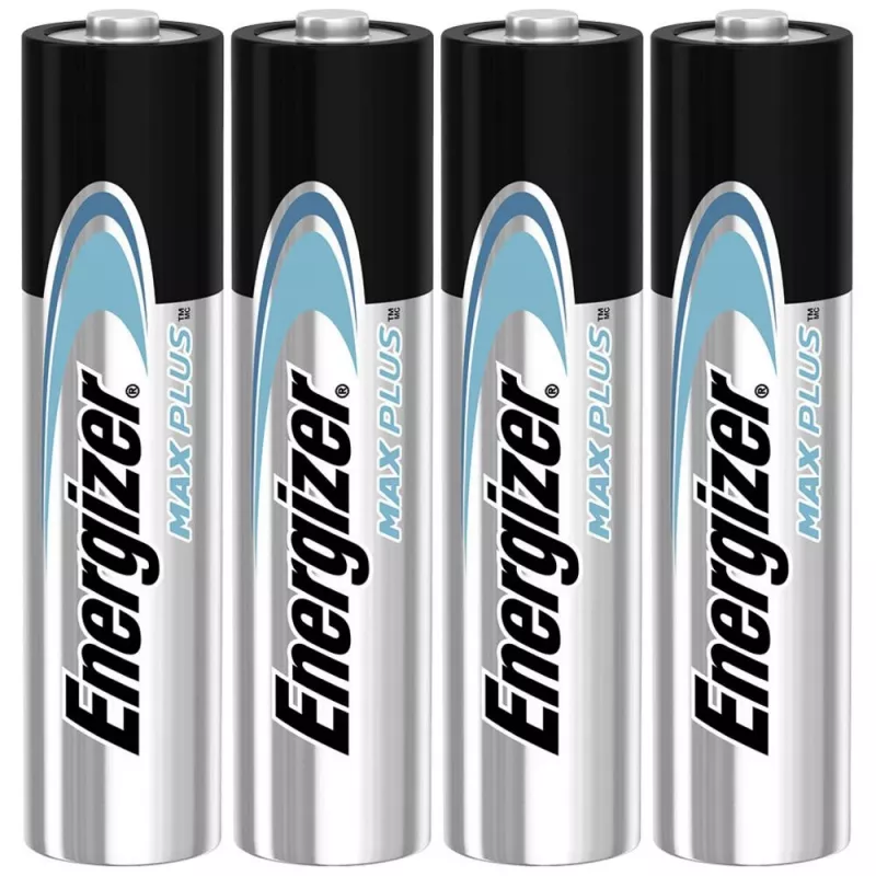 Pila de un solo uso Energizer MAXPLUS AAA pack de 4, alcalina, 1,5 V, temperatura de funcionamiento -18–55 °C