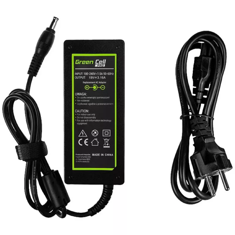 Fuente de alimentación/adaptador Green Cell AD20P interior 60 W negro