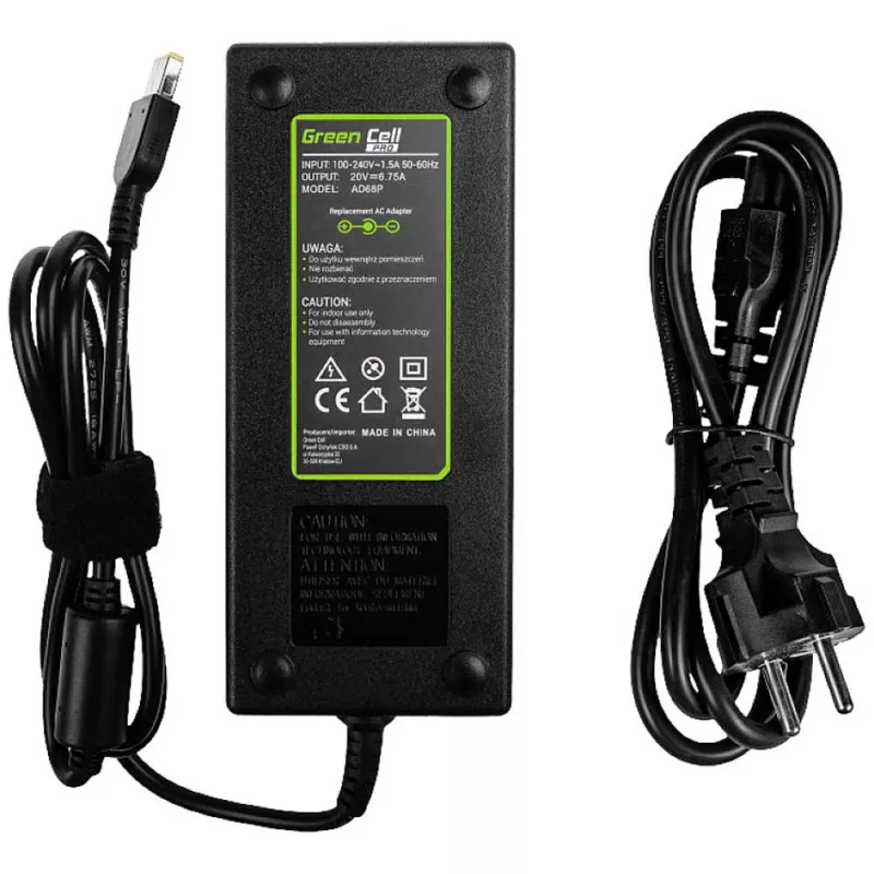Fuente de alimentación Green Cell AD68P 135 W AC/DC 20 V 6,75 A para interiores negro