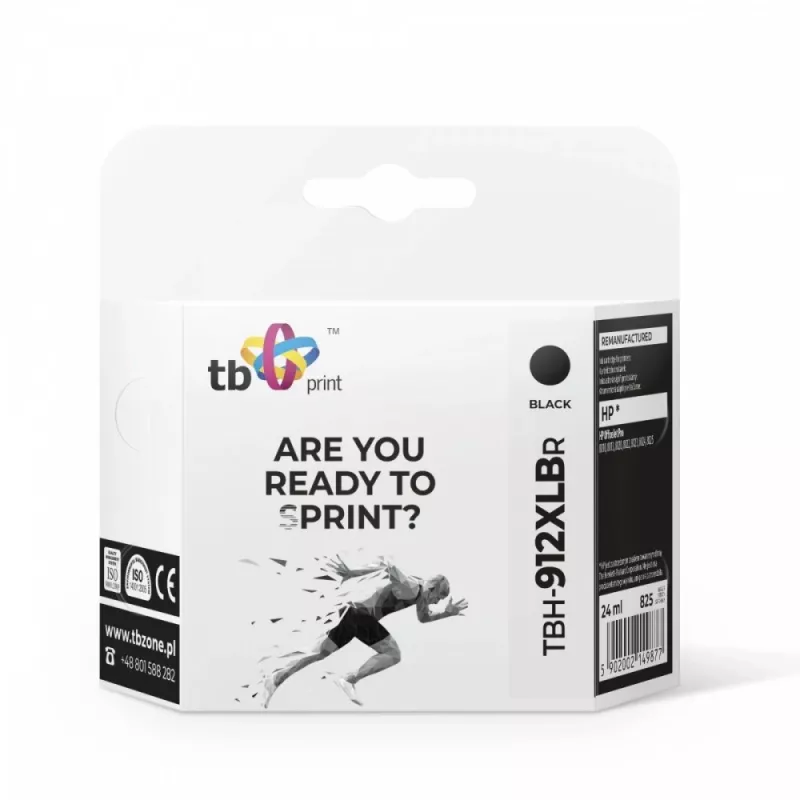 Cartucho de tinta TB compatible con HP OfficeJet Pro 8025 912XL, BK remanufacturado