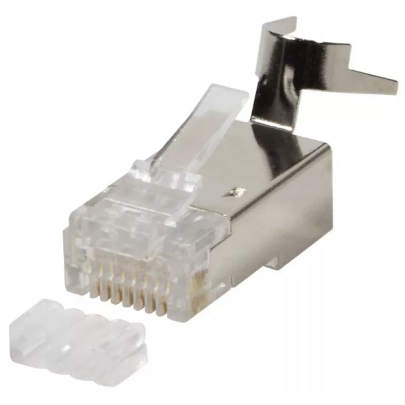 Conectores RJ45 Cat 6, 6A, 7 apantallados, paquete de 50 uds.