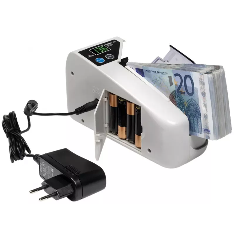 Safescan 2000 contadora de billetes portátil, 600 billetes/min, alimentación por pilas o red eléctrica