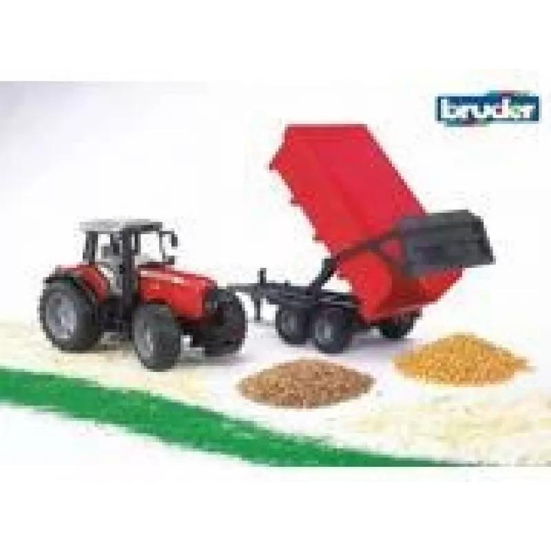 Modelo de tractor BRUDER Massey Ferguson 7480 con remolque basculante