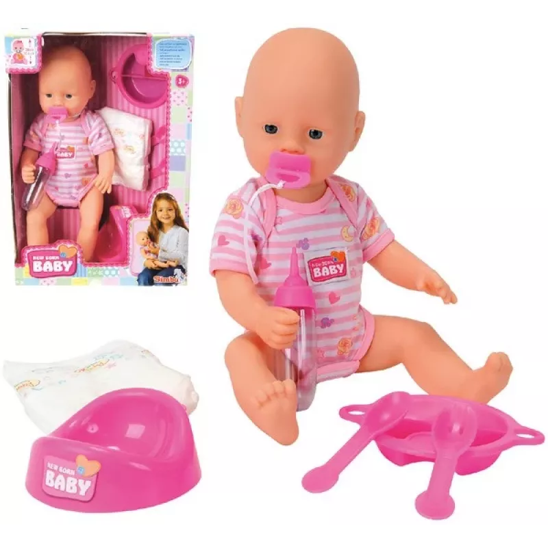 Muñeca bebé SIMBA New Baby Born Bobas 105032533 – cuerpo de goma, tamaño recién nacido