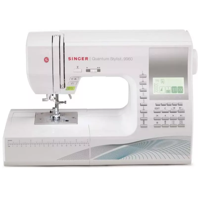 Máquina de coser SINGER Quantum Stylist 9960 — 600 puntadas, 13 programas automáticos de ojal, sistema de brazo libre