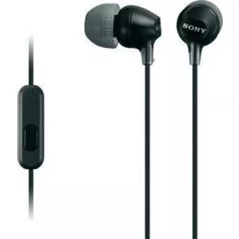 Sony MDR-EX15AP, con cable, 8 - 22000 Hz, Llamadas/Música, 3 g, Auricular, negro