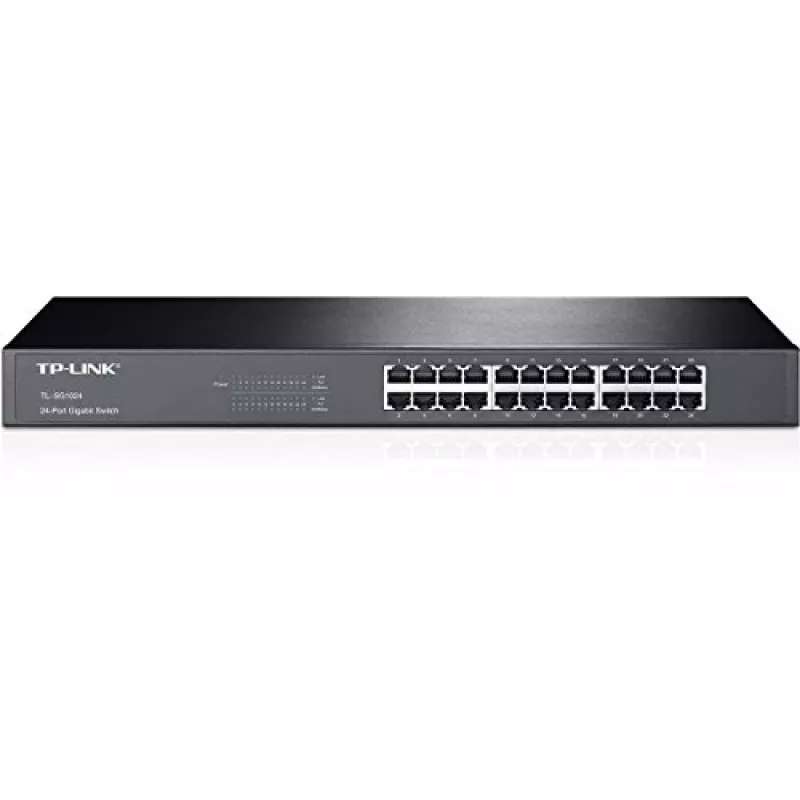 TP-Link Switch de red Gigabit de 24 puertos para rack, no gestionado, Gigabit Ethernet (10/100/1000), full duplex, montaje en rack, 1U