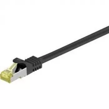 Cable de parcheo Wentronic Goobay Cat.7 de cable bruto, S/FTP (PiMF), negro, 0,5 m - LSZH libre de halógenos, cobre, conector RJ45 (91581)