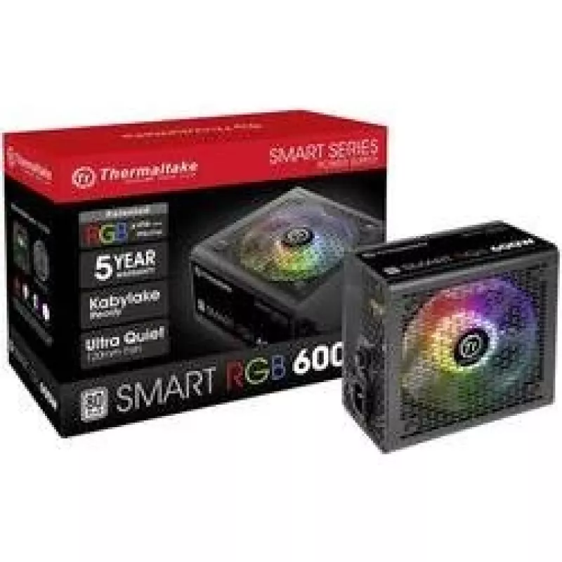 Thermaltake SMART RGB PS-SPR-0600NHSAWE-1 - Fuente de alimentación (interna) - ATX12V 2.3 - 80 PLUS - AC 230 V - 600 Watt - PFC activo - negro