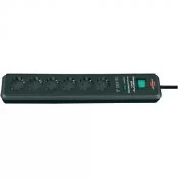 Brennenstuhl ÜSS Secure-Tec 6 tomas, antracita con protección contra sobretensiones 19.500 A, antracita, regleta con protección contra sobretensiones con 6 tomas, cable