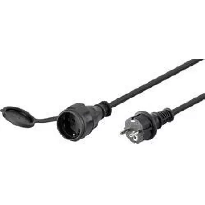Wentronic Goobay Cable de alimentación 5 m, negro - conector hembra Schuko (Type-F, CEE 7/4) > Type-F (Type-F, CEE 7/4) (71472)