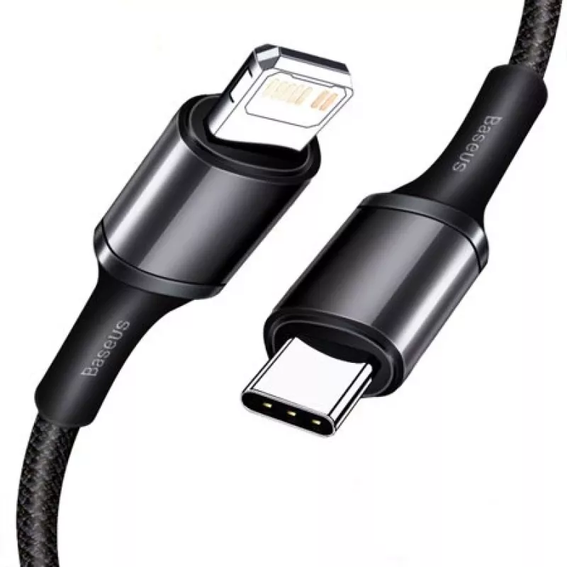 Baseus cable trenzado de alta densidad Type-C a Lightning, PD, 20W, 1m (negro)
