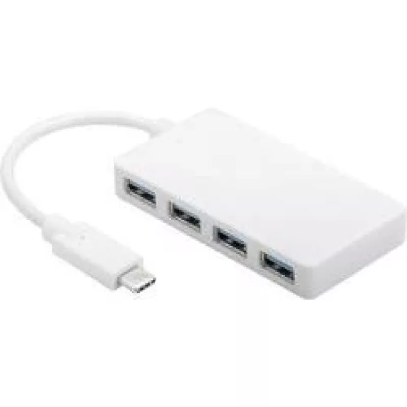 Wentronic Goobay Adaptador multipuerto USB-C™ 4x, blanco - conexión simultánea de 4x conector hembra USB 3.0 A a conector macho USB-C™ (66274)
