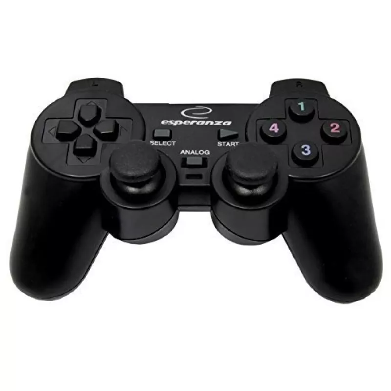 Mando ESPERANZA EG102 con cable USB 2.0, compatible con PC/PlayStation 3, D-pad, vibración, negro