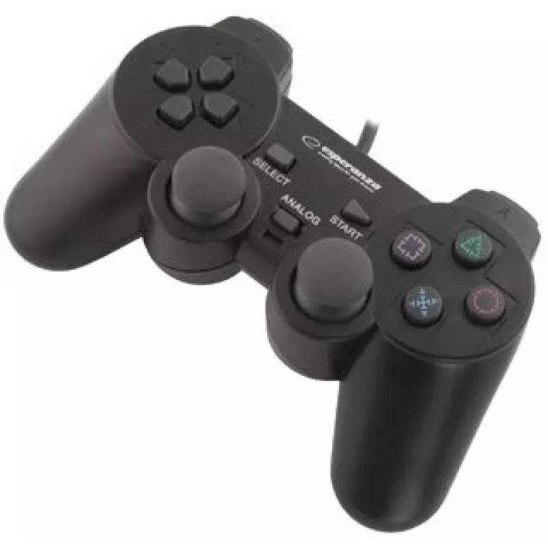 Mando ESPERANZA EG102 con cable USB 2.0, compatible con PC/PlayStation 3, D-pad, vibración, negro