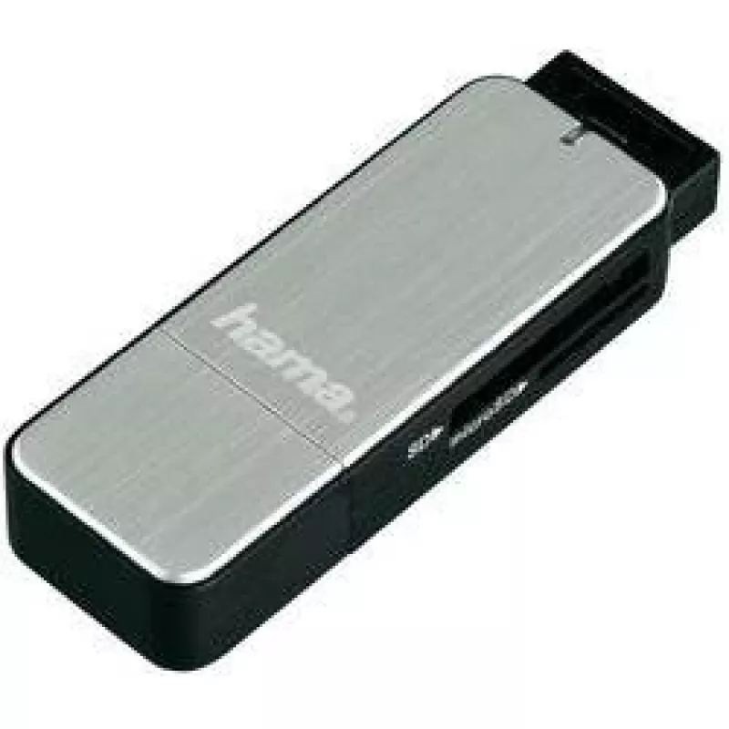 Hama 123900 lector de tarjetas USB 3.0 SD/microSD, aluminio, negro/plata