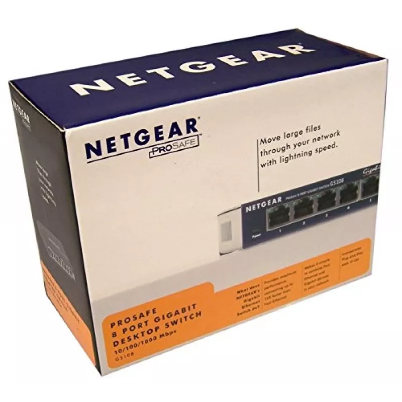 Switch no gestionado NETGEAR GS108GE, 8 puertos, Gigabit Ethernet, 16 Gbit/s